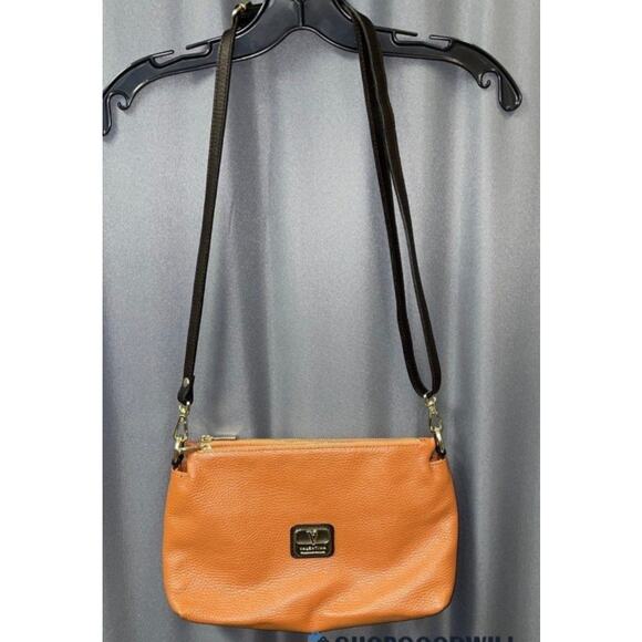 VALENTINA BURNT  ORANGE LEATHER CROSSBODY BAG - Picture 1 of 9